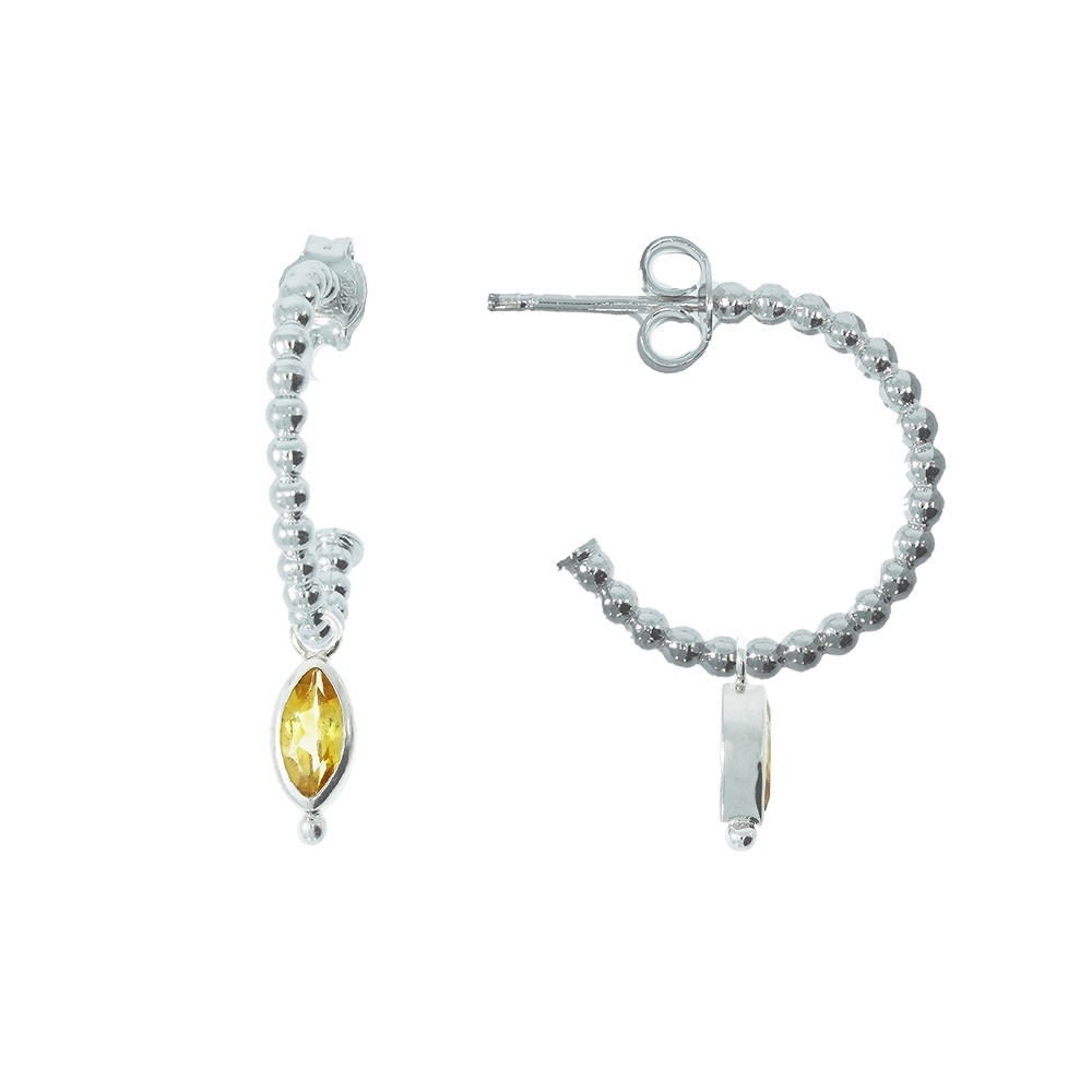 Clous d'oreilles Créole avec boules, 2,0cm, rhodié | Marco Schreier