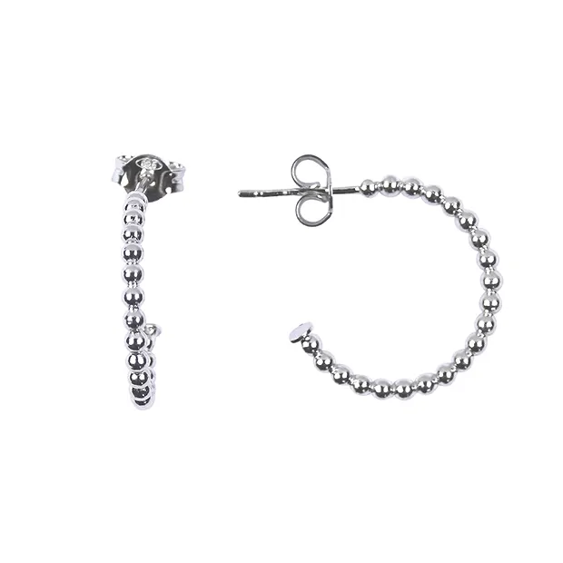 Clous d'oreilles Créole avec boules, 2,0cm, rhodié | Marco Schreier