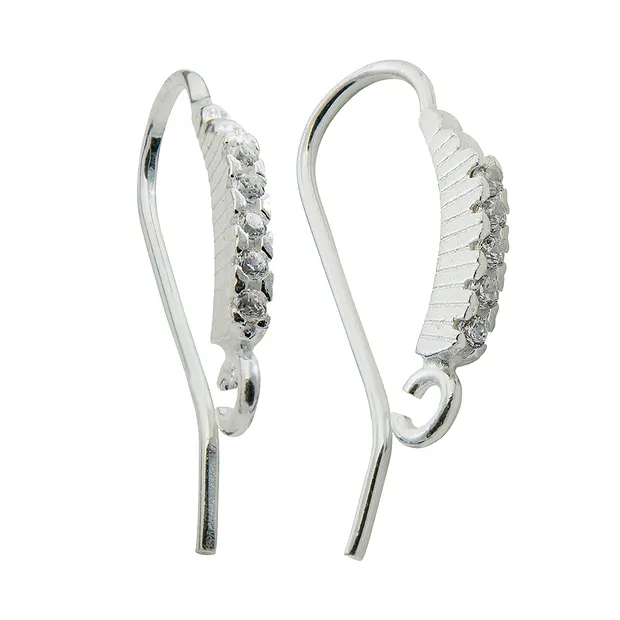 Boucles d'oreilles avec crochet, Zircon cubique (synthétique), 20 mm de long, rhodiées (pcs/UC) | Marco Schreier