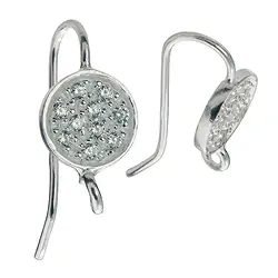 1918508041 Ohrhaken, Cubic Zirkonia (synth.) 20mm, Silber rhodiniert (2 St./VE) | Marco Schreier