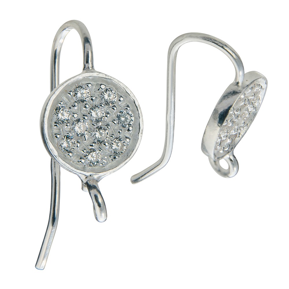 Gancio per orecchio, Zircone cubico (sintetico) 20 mm, argento rodiato (2 pz./ UC) | Marco Schreier