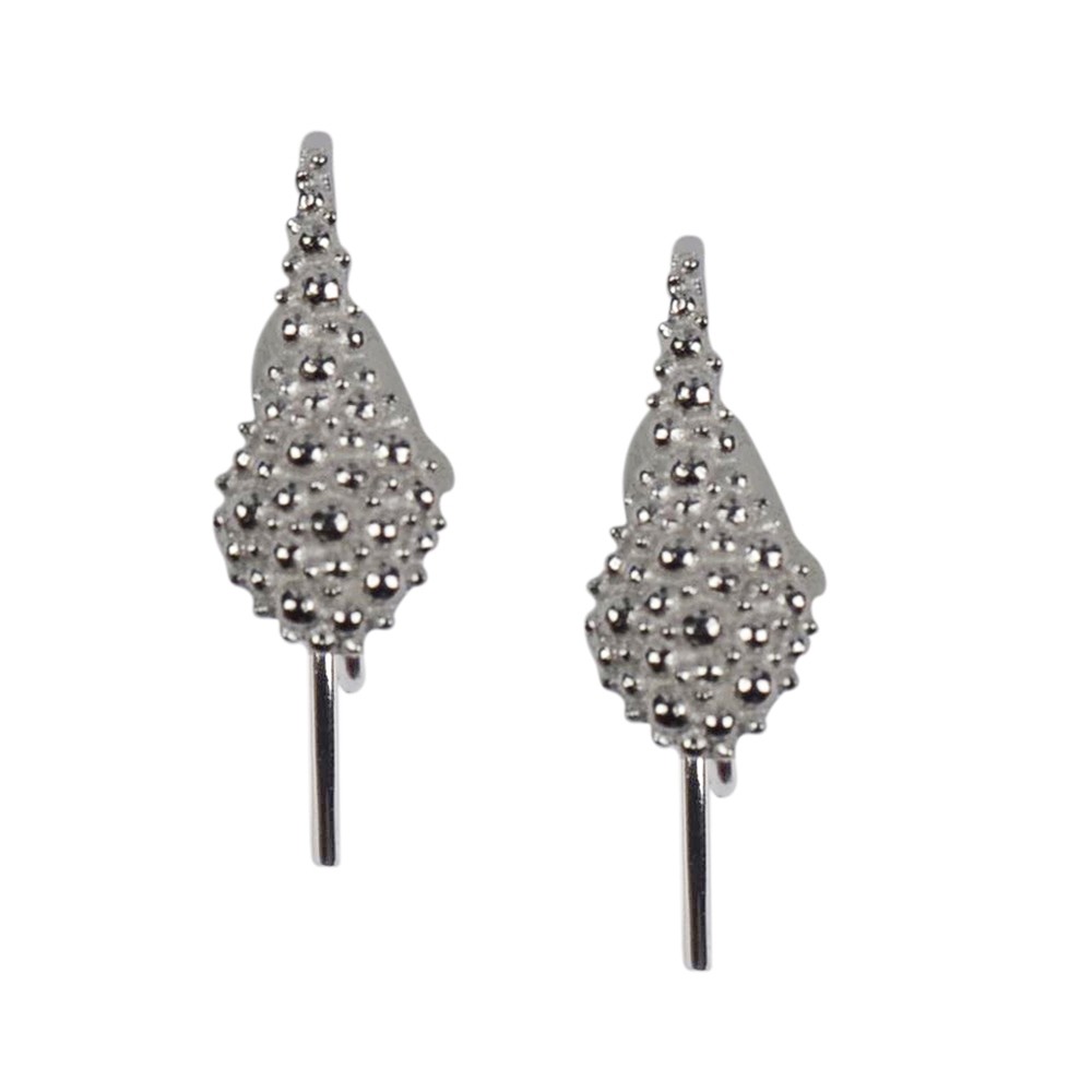 Gancho para pendientes granulado, 16 mm, plateado rodinado (2 uds./VE) | Marco Schreier