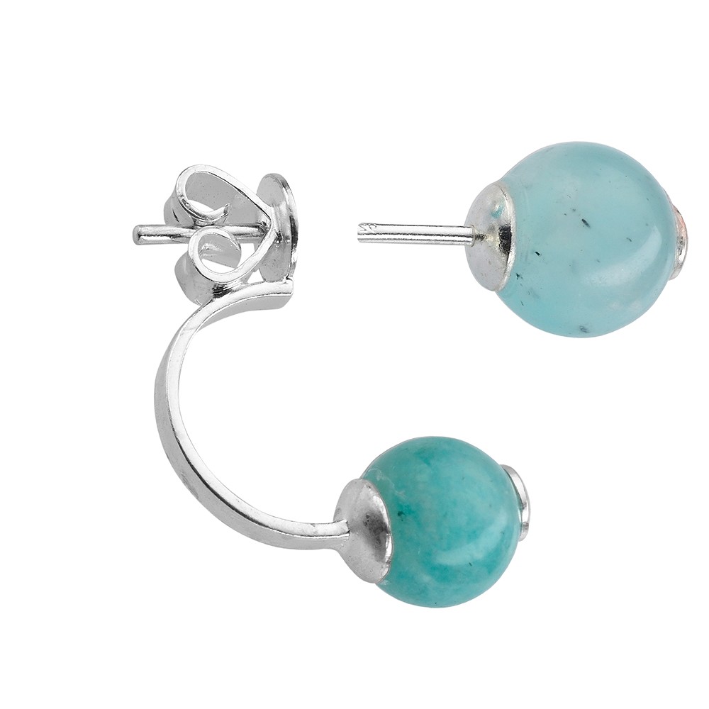 Clous d'oreilles Perle flottante "2 en 1" Argent rhodié (2 pcs/Unité) | Marco Schreier