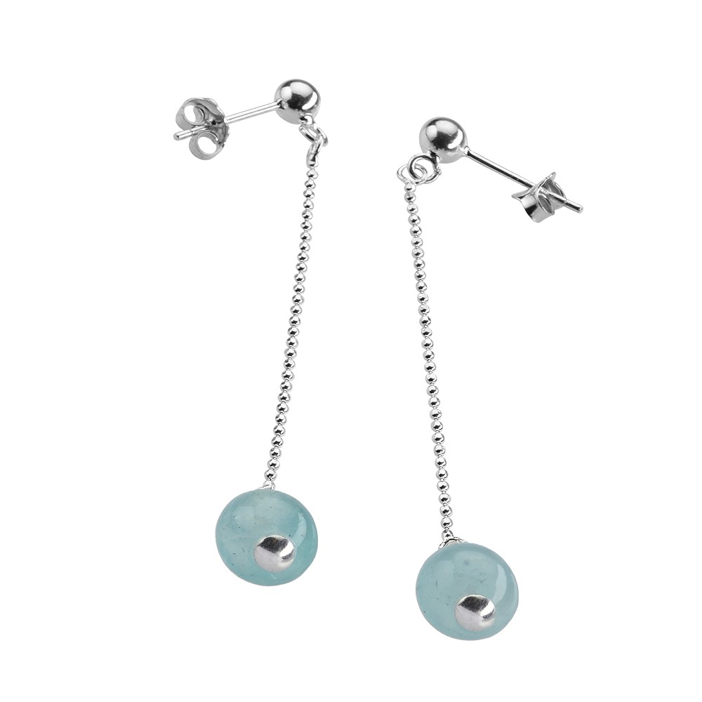 Earstuds with ball, chain and pin 55mm, silver rhodiniert (2 pcs./ PU) | Marco Schreier