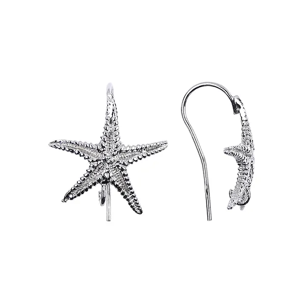 Ohrhaken Seestern 23mm, Silber rhodiniert (2 St./VE) | Marco Schreier