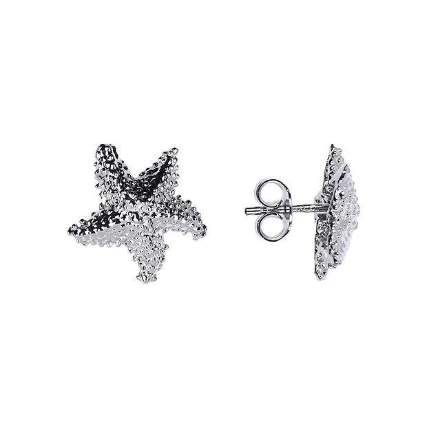 Clous d'oreilles étoile de mer 14mm, rhodié | Marco Schreier