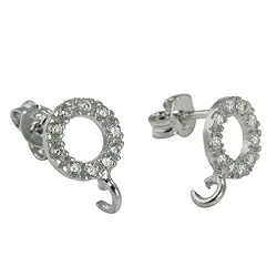 1918523061 Earstuds with eyelet, Cubic Zirconia (synth.) round 20mm, silver rhodiniert (2 pcs./ PU) | Marco Schreier