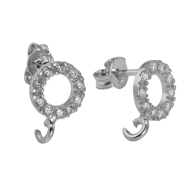 Earstuds with Eyelet, Cubic Zirconia, 20 mm, rhodiniert (2 pc/PU) | Marco Schreier