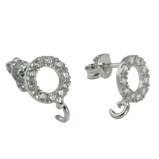 Ohrstecker mit Öse, Cubic Zirkonia (synt.) 20mm, rhodiniert (2 St./VE) | Marco Schreier