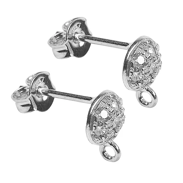 Earstuds with Eyelet, Cubic Zirconia, 07mm, rhodiniert (2 pc/PU) | Marco Schreier