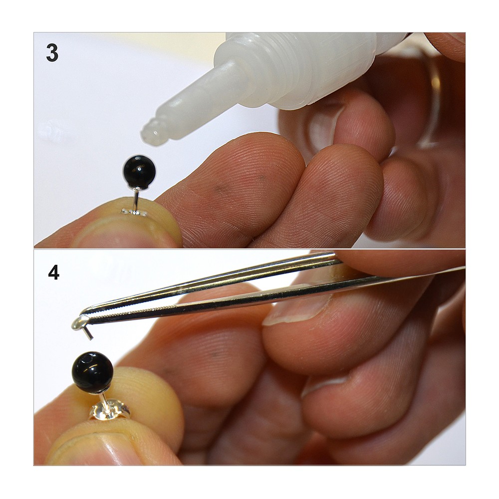 Clous d'oreilles demi-coques avec tige pour boules 4 - 10mm, argent rhodié (4 pcs/Unité) | Marco Schreier