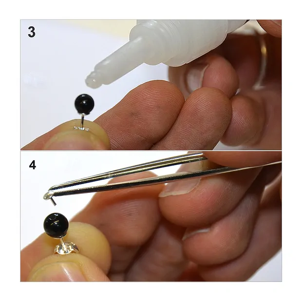 Pendientes medias conchas con alfiler para cuentas 4 - 10mm, plata rodinada (4 uds./VE) | Marco Schreier