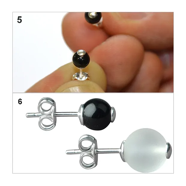 Earstuds half shells with pin for beads 4 - 10mm, silver rhodiniert (4 pcs./ PU) | Marco Schreier