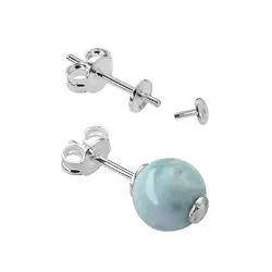 1918524031 Clous d'oreilles demi-coques avec tige pour boules 4 - 10mm, argent rhodié (4 pcs/Unité) | Marco Schreier