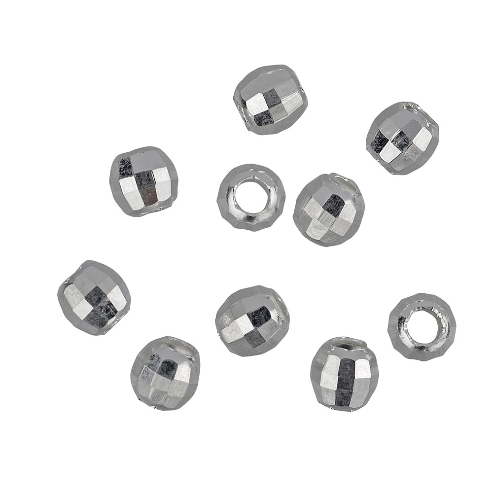 Kugel 06,0mm, Silber rhodiniert, facettiert (10 St./VE) | Marco Schreier