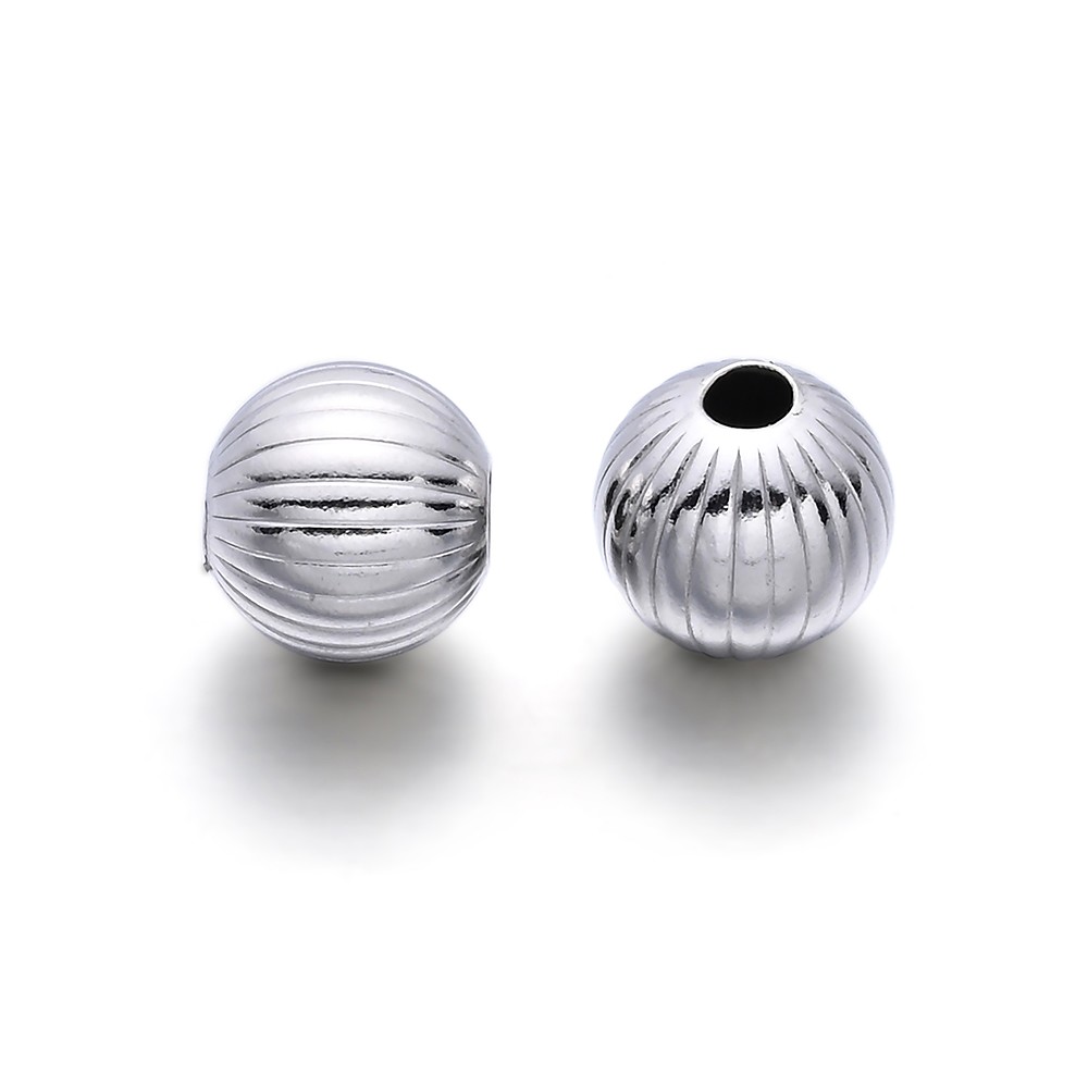 Kugel 10mm, Silber rhodiniert, gerillt (2 St./VE) | Marco Schreier