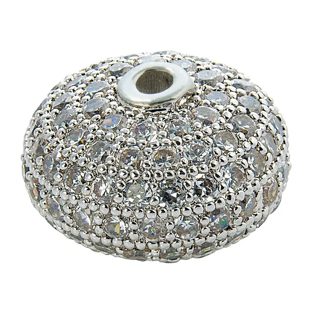 Pulsante 12 x 8 mm, argento rodiato con Zircone cubico (sintetico) (1 pz./ UC) | Marco Schreier