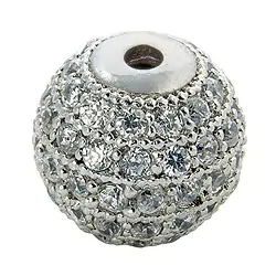 1918633021 Kugel 10 x 9mm (groß), Silber rhodiniert mit Cubic Zirkonia (synth.) (1 St/VE) | Marco Schreier