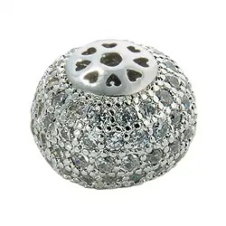 1918633031 Sfera 10 x 8 mm (piccola), argento rodiato con zirconi (sintetici), (1 pz./ UC) | Marco Schreier