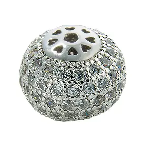 Boule 10 x 8mm, rhodié, Cubic Zirconia (synth.), (1 pcs/UC) | Marco Schreier