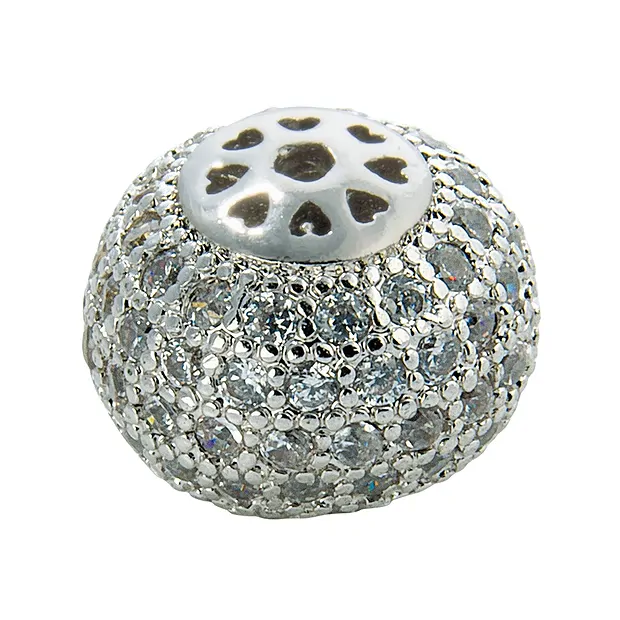 Bead, Cubic Zirconia, 10 x 8 mm, rhodiniert (1 pc/PU) | Marco Schreier