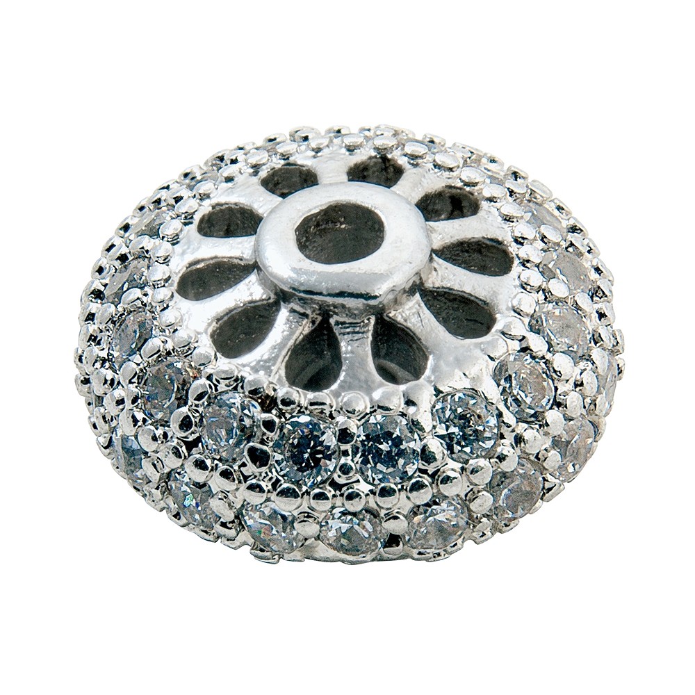Wheel 11 x 6mm (large), silver rhodiniert with Cubic Zirconia (synth.), 1 pc/ PU | Marco Schreier