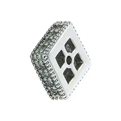 1918633081 Quadrat flach 7 x 7 x 3mm, Silber rhodiniert mit Cubic Zirconia (synth.) (1 St/VE) | Marco Schreier