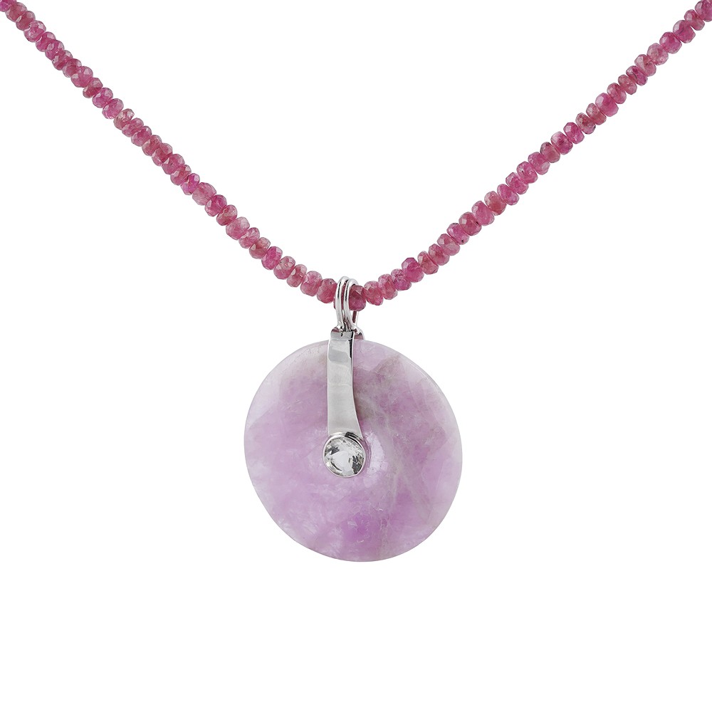 Scharnierclip für 40mm Donut, Silber rhodiniert, Topas weiß | Marco Schreier