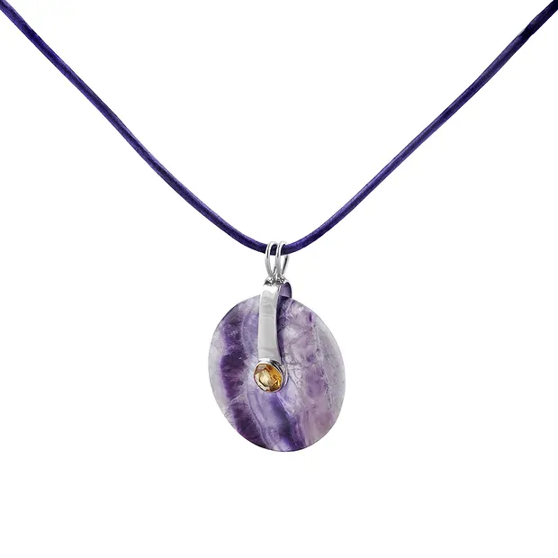 Clip a cerniera per ciambella da 40 mm, argento rodiato, Citrino | Marco Schreier