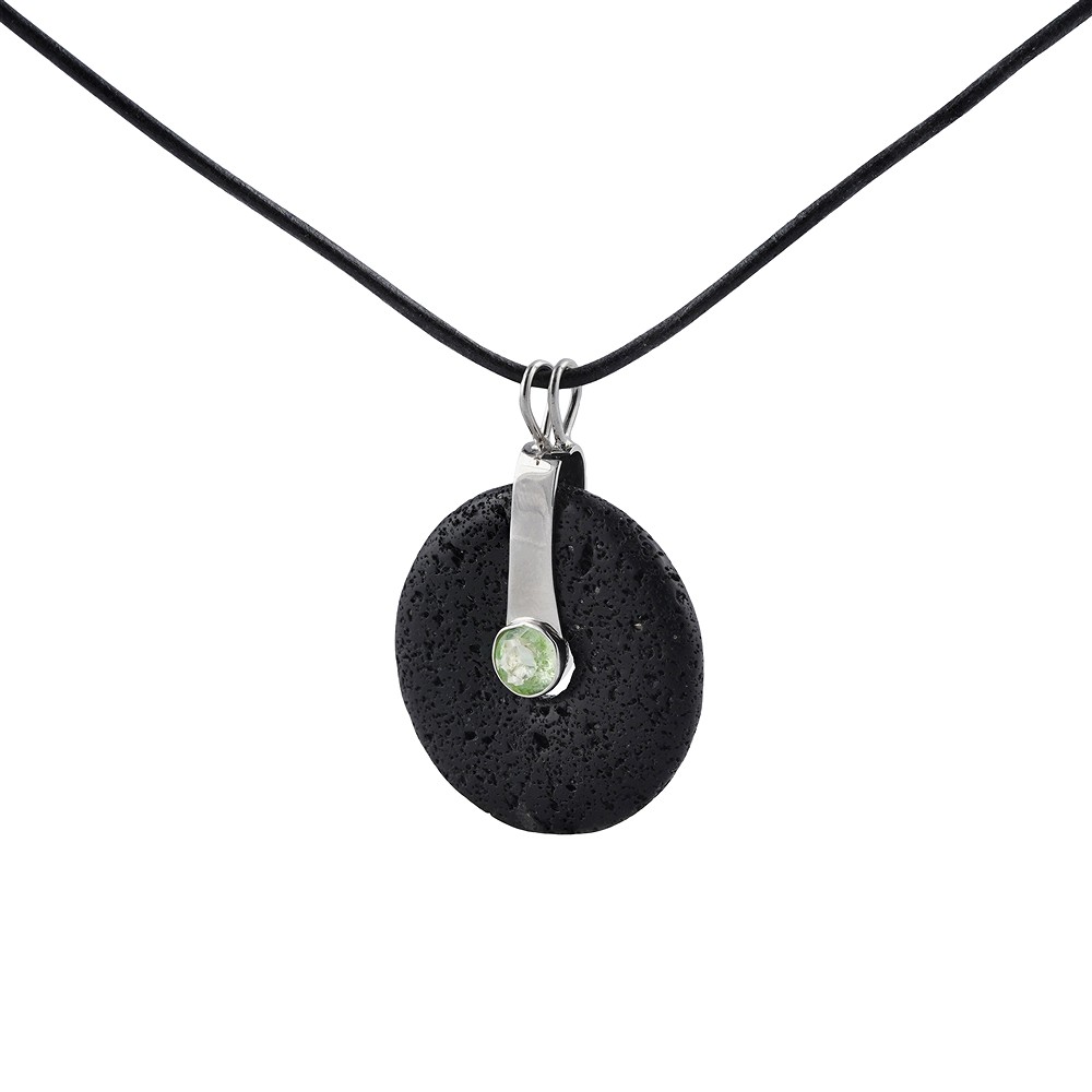 Scharnierclip für 40mm Donut, Silber rhodiniert, Peridot | Marco Schreier