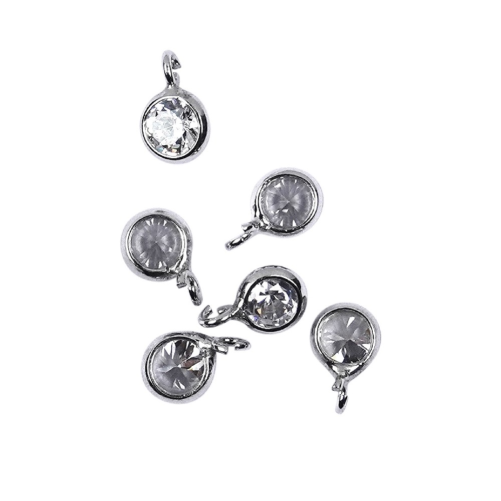 Cubic Zirconia component, 6mm, silver rhodiniert (6 pcs./ PU) | Marco Schreier