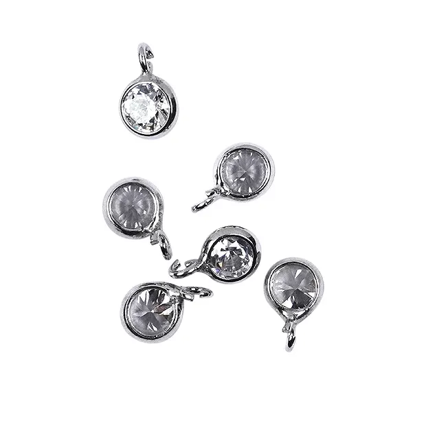 Cubic Zirconia Finding, 6 mm, rhodiniert (6 pc/PU) | Marco Schreier