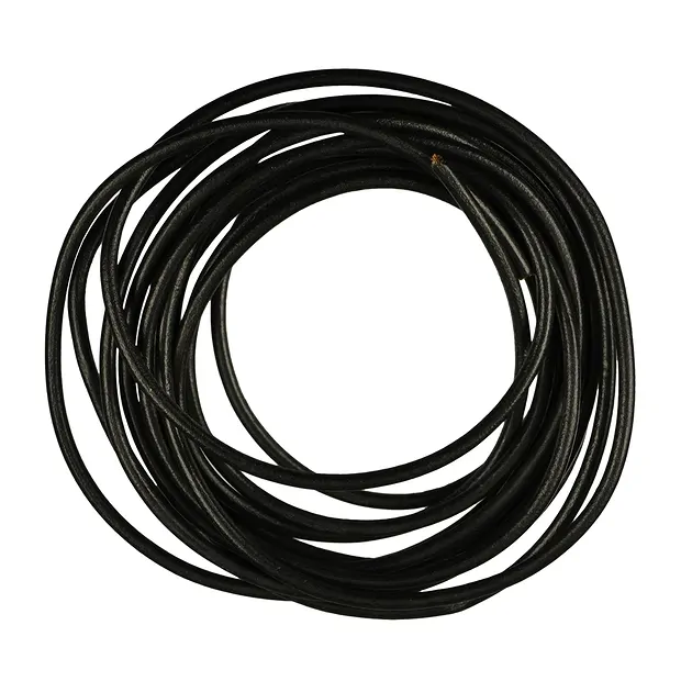 Lederband Rind, schwarz, 5,0mm, 5m | Großhandel Edelsteine, Heilsteine & Schmuck