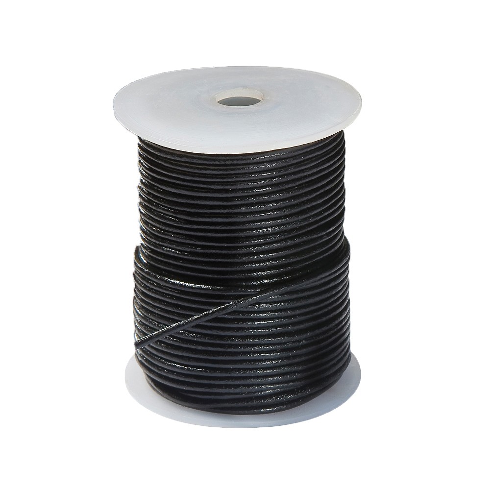 Lederband Rind, schwarz, 1,5mm, 25m/Rolle | GH Edelsteine, Heilsteine & Schmuck