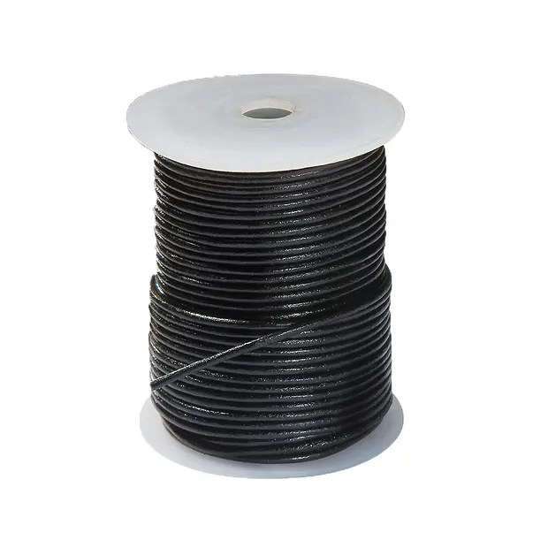 Lederband Rind, schwarz, 1,5mm, 25m/Rolle | GH Edelsteine, Heilsteine & Schmuck