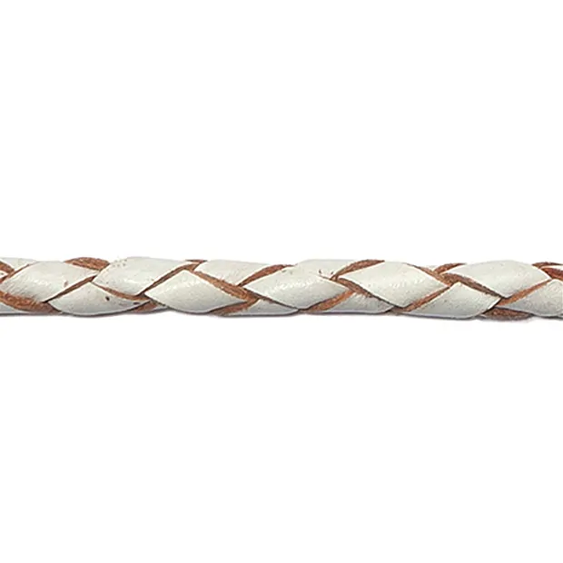 Lederband geflochten, weiß, Rind, 2,5mm x 2m | Edelsteine, Heilsteine & Schmuck