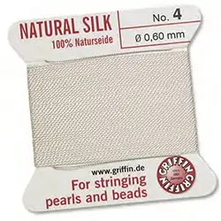 1941210201 White pearl threading silk with 2 needles, 0.45mm/4m | Marco Schreier