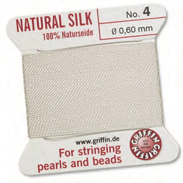 White pearl threading silk with 2 needles, 0.45mm/4m | Marco Schreier