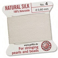 1941210801 White pearl threading silk with 2 needles, 0.80mm/4m | Marco Schreier