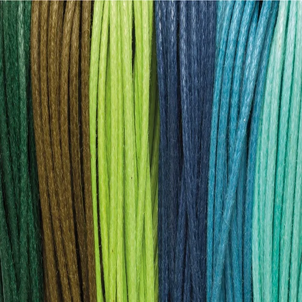 Cotton Cords waxed, "Rainforest" blend, 2.0mm (6 colors, 5m each) | Marco Schreier