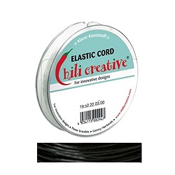 1954600319 Elastic Cord black, 1.0mm / 25m | wholesaler gems, healing stones & jewelry