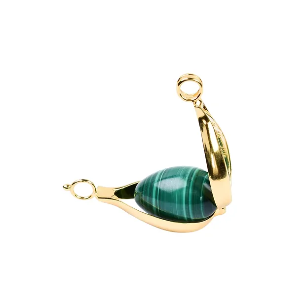 Pendentif set de change oeufs, Malachite et Jaspe rouge, doré à l'or fin | Marco Schreier