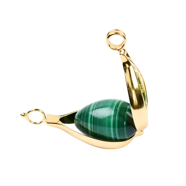 Intercambio colgante huevos engastados, Malaquita y Jaspe rojo, chapado en oro | Marco Schreier