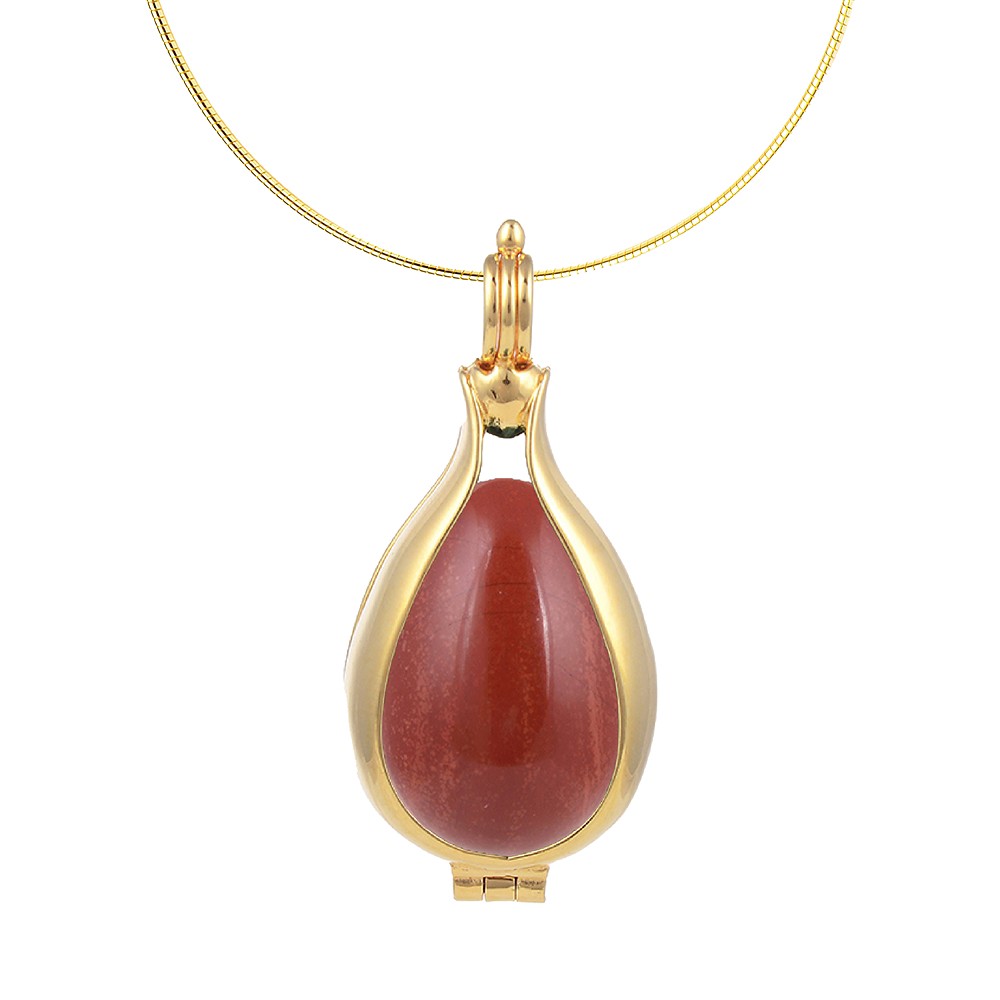 Anhänger Wechsel-Set Eier, Malachit und roter Jaspis, vergoldet | Marco Schreier