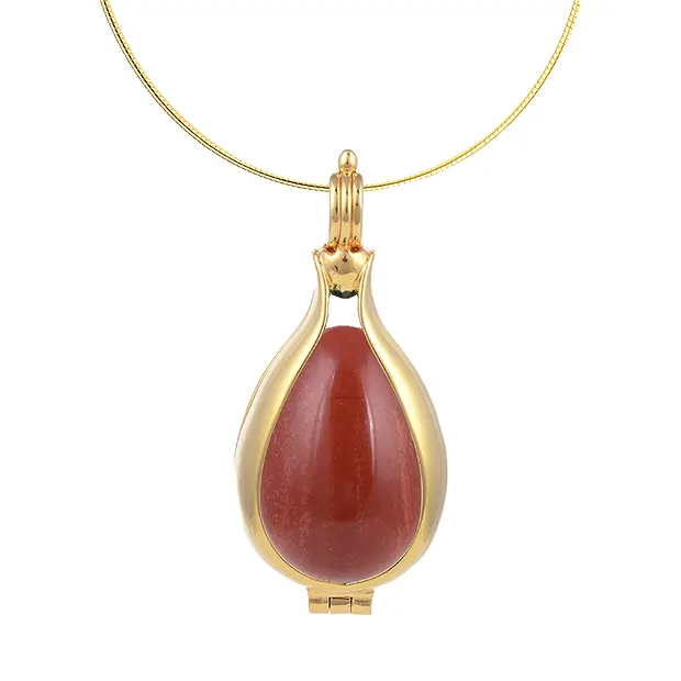 Intercambio colgante huevos engastados, Malaquita y Jaspe rojo, chapado en oro | Marco Schreier