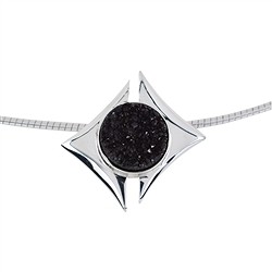 240018210020 Druzy pendant (black), square setting, with Omega Chokers, rhodiniert | Marco Schreier