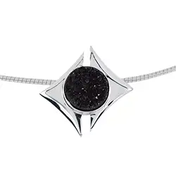 240018210020 Anhänger Druzy (schwarz), Quadratfassung, mit Omega-Reif, rhodiniert | Marco Schreier