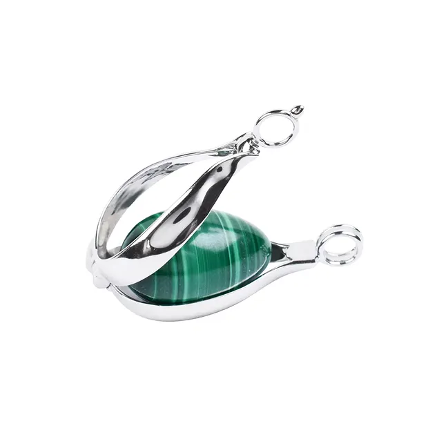 Pendant exchange set eggs, Malachite and red Jasper, rhodiniert | Marco Schreier