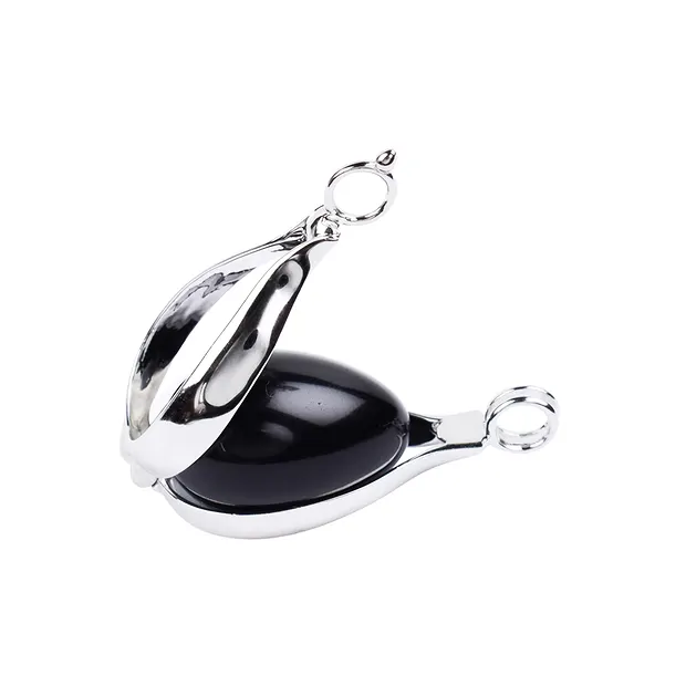 Pendentif set de change oeufs, Magnésite et Obsidienne, rhodié | Marco Schreier