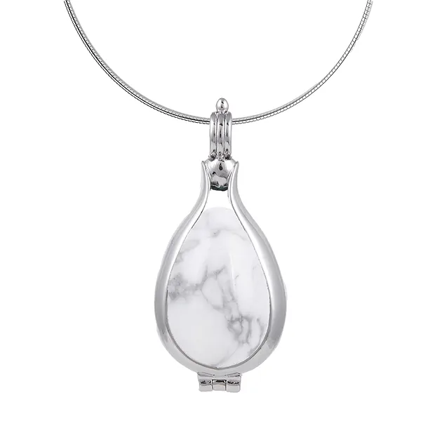 Pendentif set de change oeufs, Magnésite et Obsidienne, rhodié | Marco Schreier